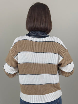 Zina Zipped Mock Neck Sweater