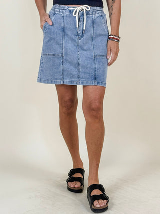 Jennie Drawstring Denim Skort