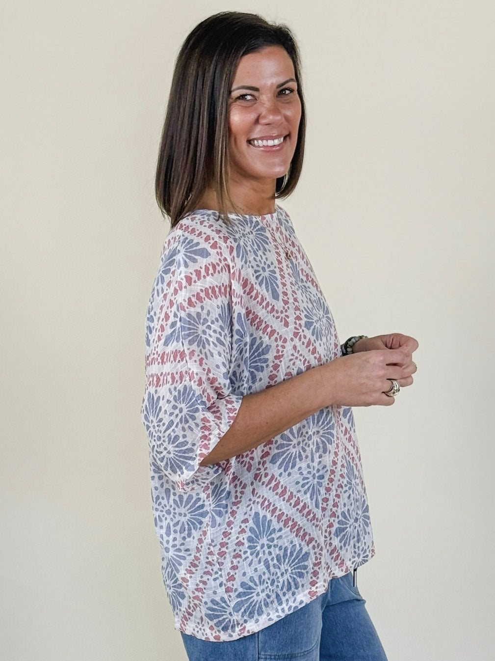 Gia Printed Dolman Blouse