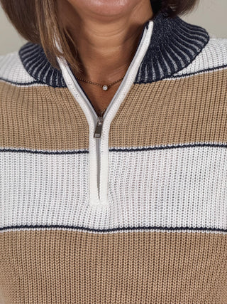 Zina Zipped Mock Neck Sweater