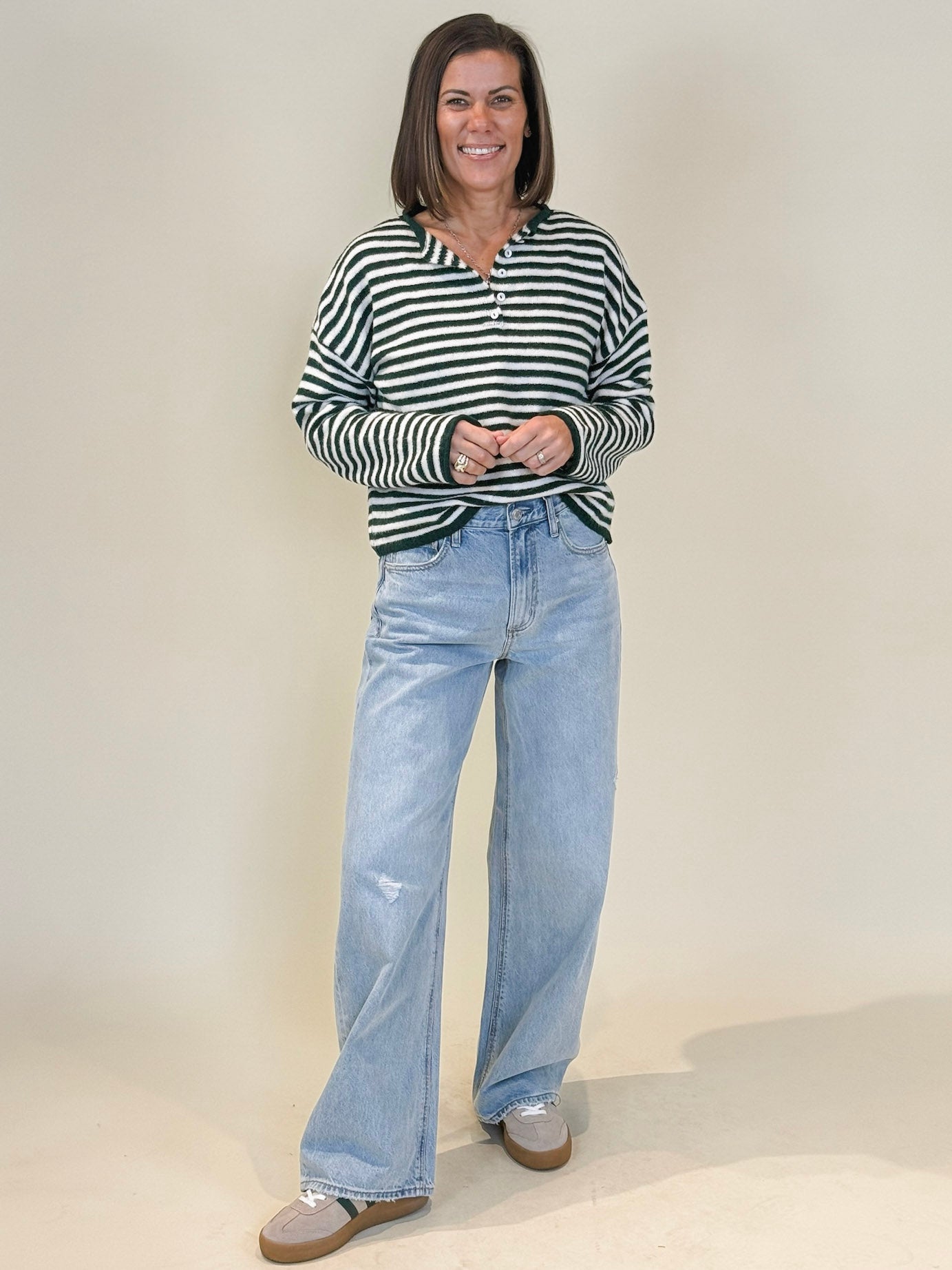 Piper Striped Henley Pullover