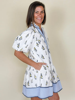 Sally Sailboat Pattern Dress