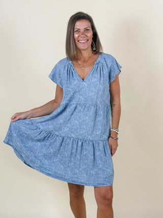 [Liverpool] Rosilyn Tiered Flutter Sleeve Dress
