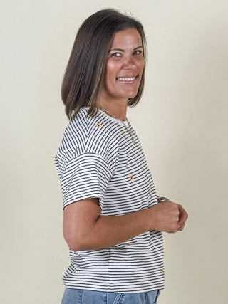 Sandy Embroidered Yarn Dye T-Shirt
