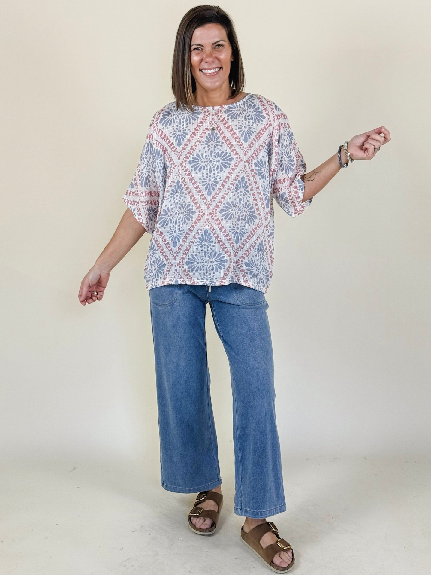 Gia Printed Dolman Blouse