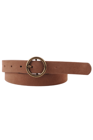 Genuine Leather Belt For Women | Brass Circle Buckle Belt