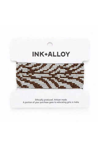 Brooklyn Zebra Print Beaded Stretch Bracelet - Bronze