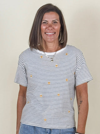 Sandy Embroidered Yarn Dye T-Shirt
