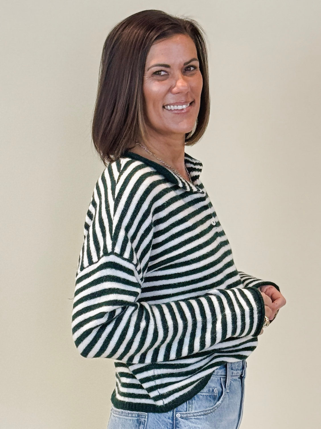 Piper Striped Henley Pullover