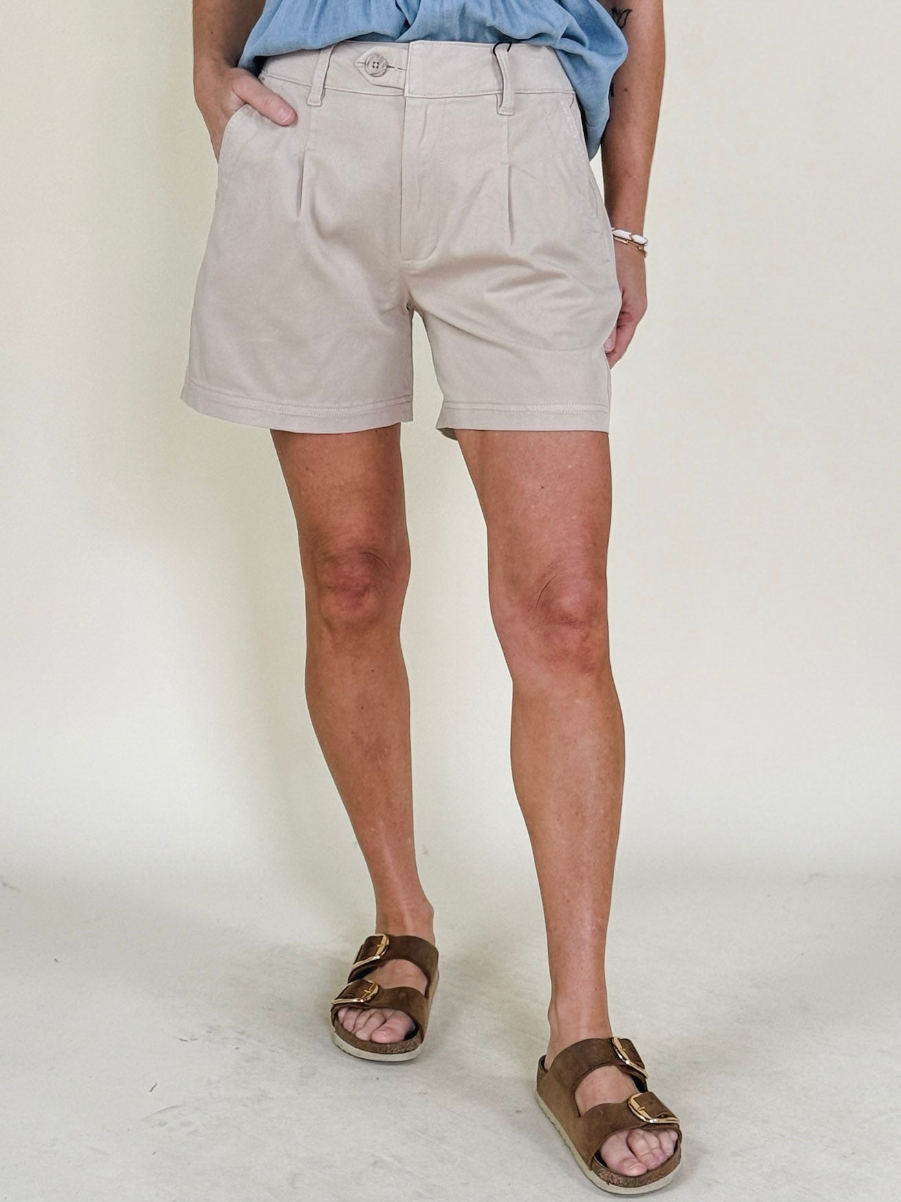 [Liverpool] Danielle Pleated Trouser Shorts, 5" Inseam