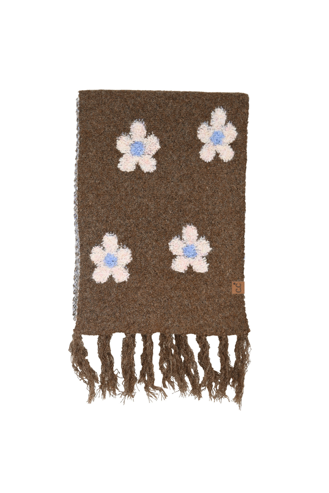 Daisy Pattern Scarf - Heather Brown