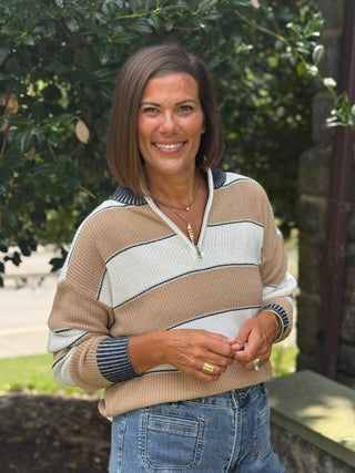 Zina Zipped Mock Neck Sweater