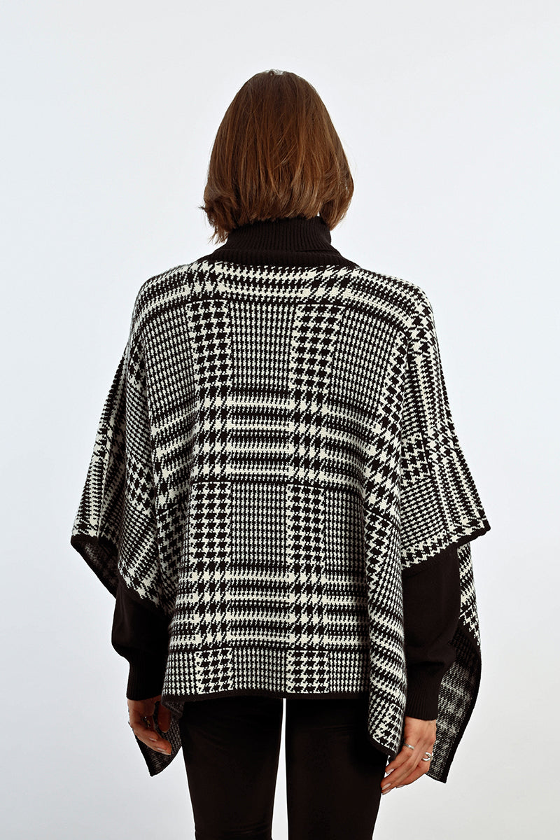 Zoe Plaid Turtleneck Poncho