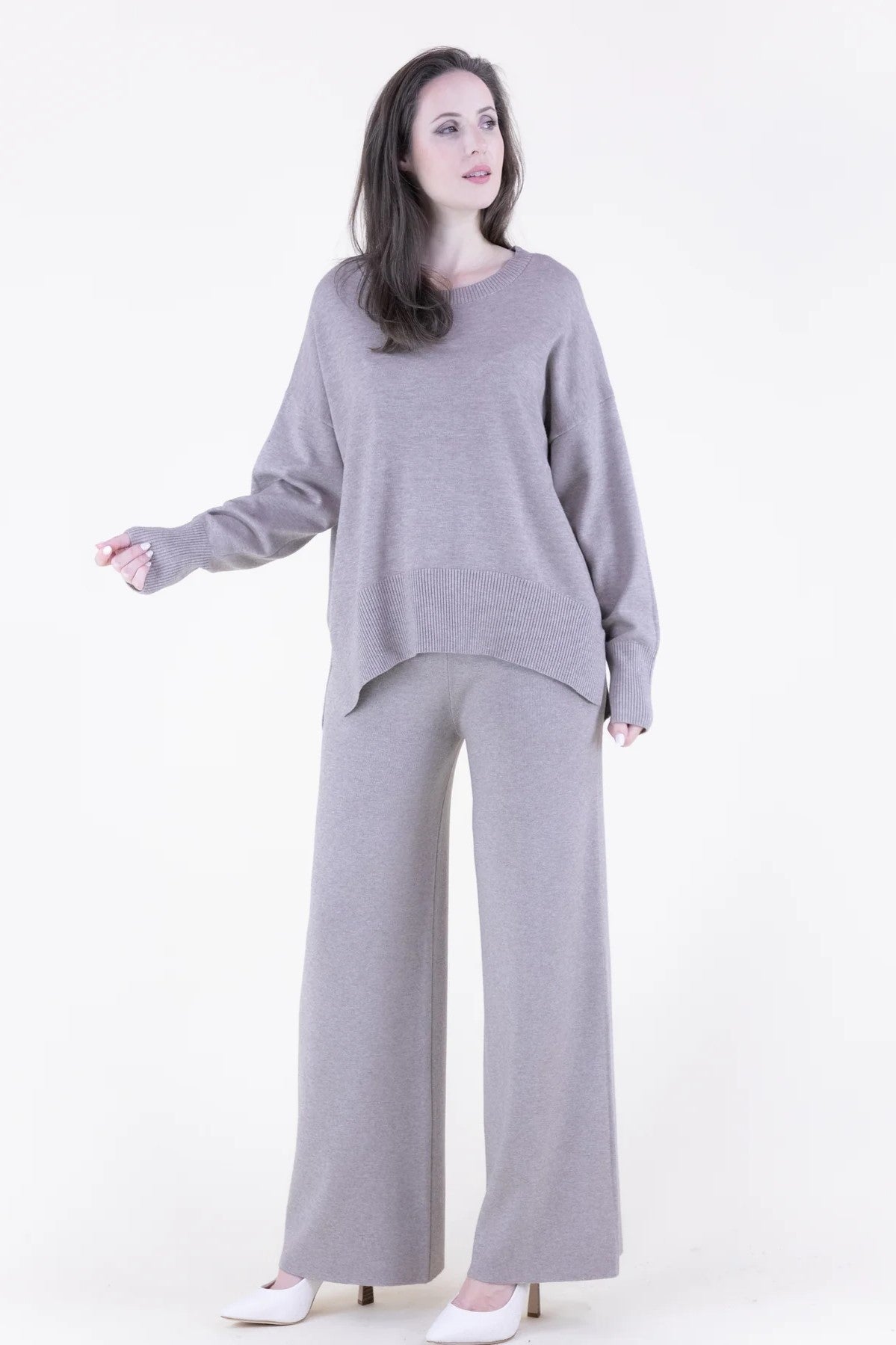 Earth Tone Comfy Wide Leg Knit Pant