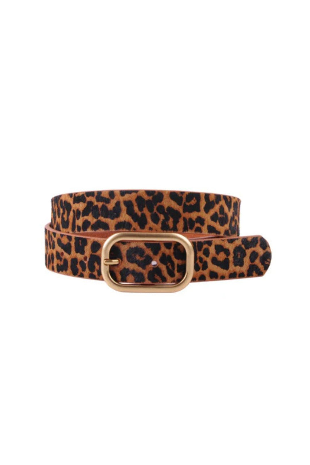 Animal Print Belt with Rectangular Buckle