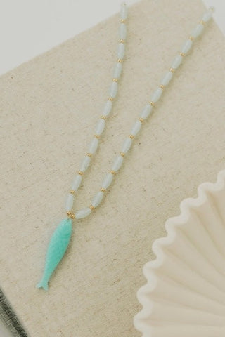Fortune For the Fish Necklace - Aqua