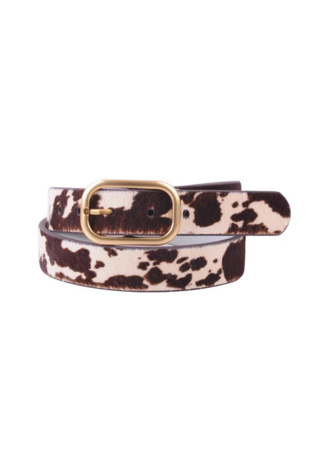 Animal Print Belt with Rectangular Buckle