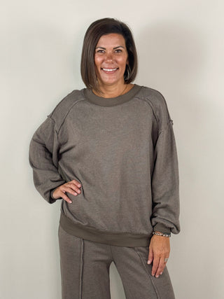 Franny Fray Edge Sweatshirt - Brown