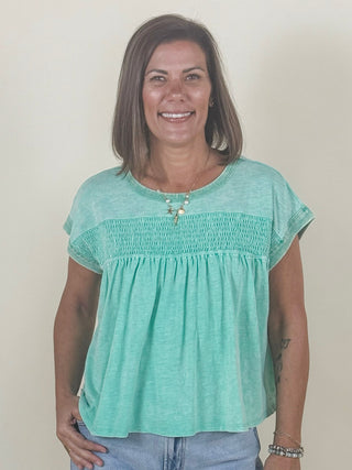 Sheila Smocked Front T-Shirt