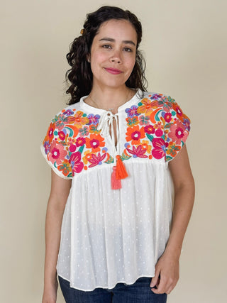 Bea Embroidered Babydoll Top