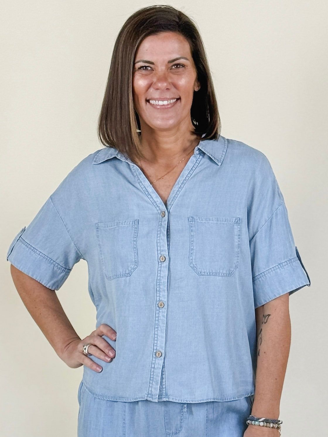 Tawney Button Front Tencel Blouse