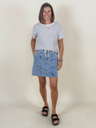Jennie Drawstring Denim Skort