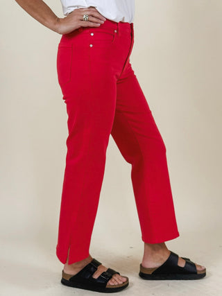 [Liverpool] Hannah Cropped Flare Jeans with Slit Hem, 25.5" Inseam