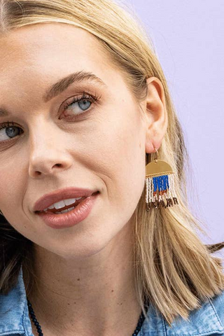 Birdie Abstract Beaded Fringe Earrings - Sedona