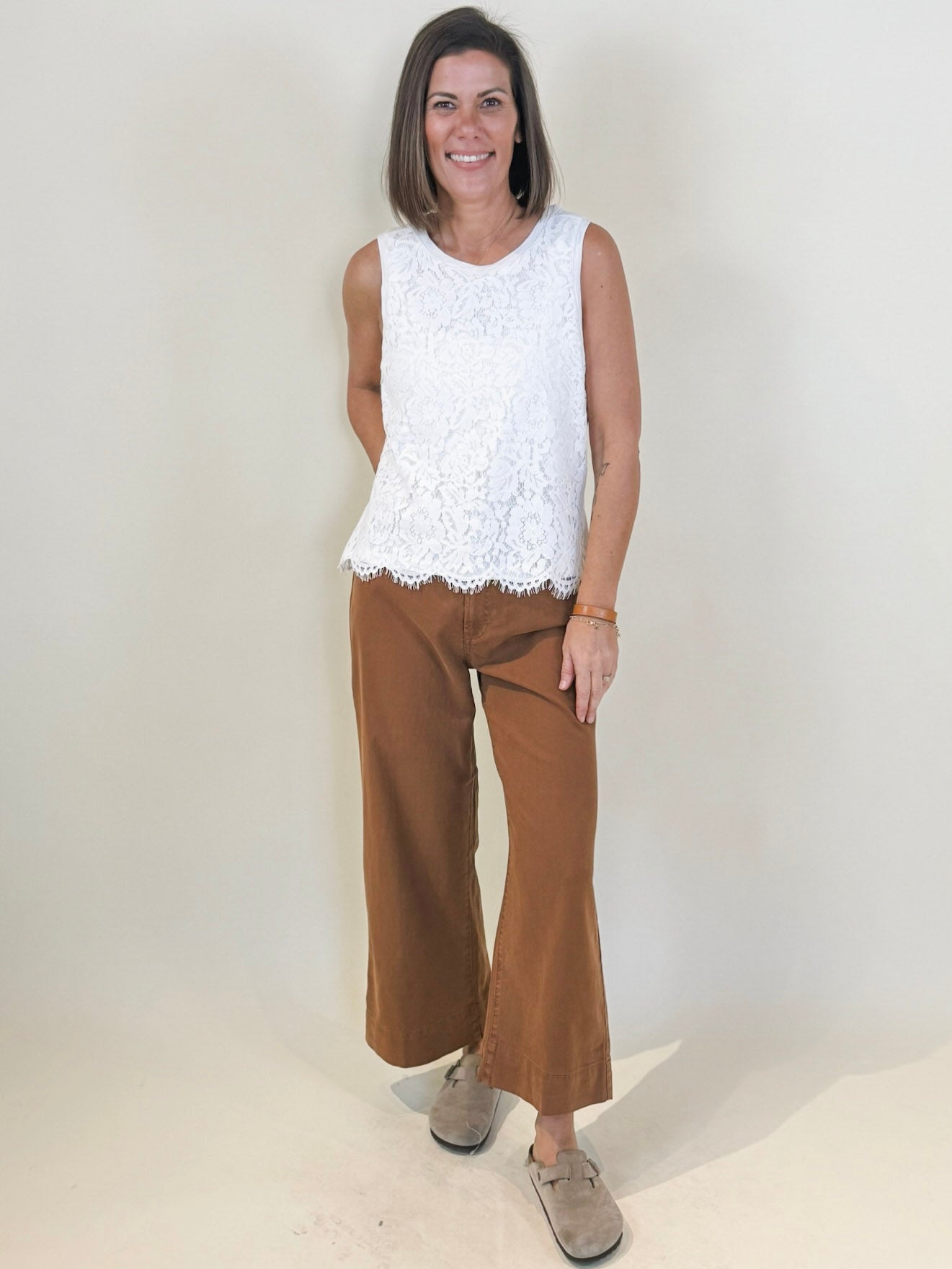 [Liverpool] Litia Sleeveless Lace-to-Knit Top