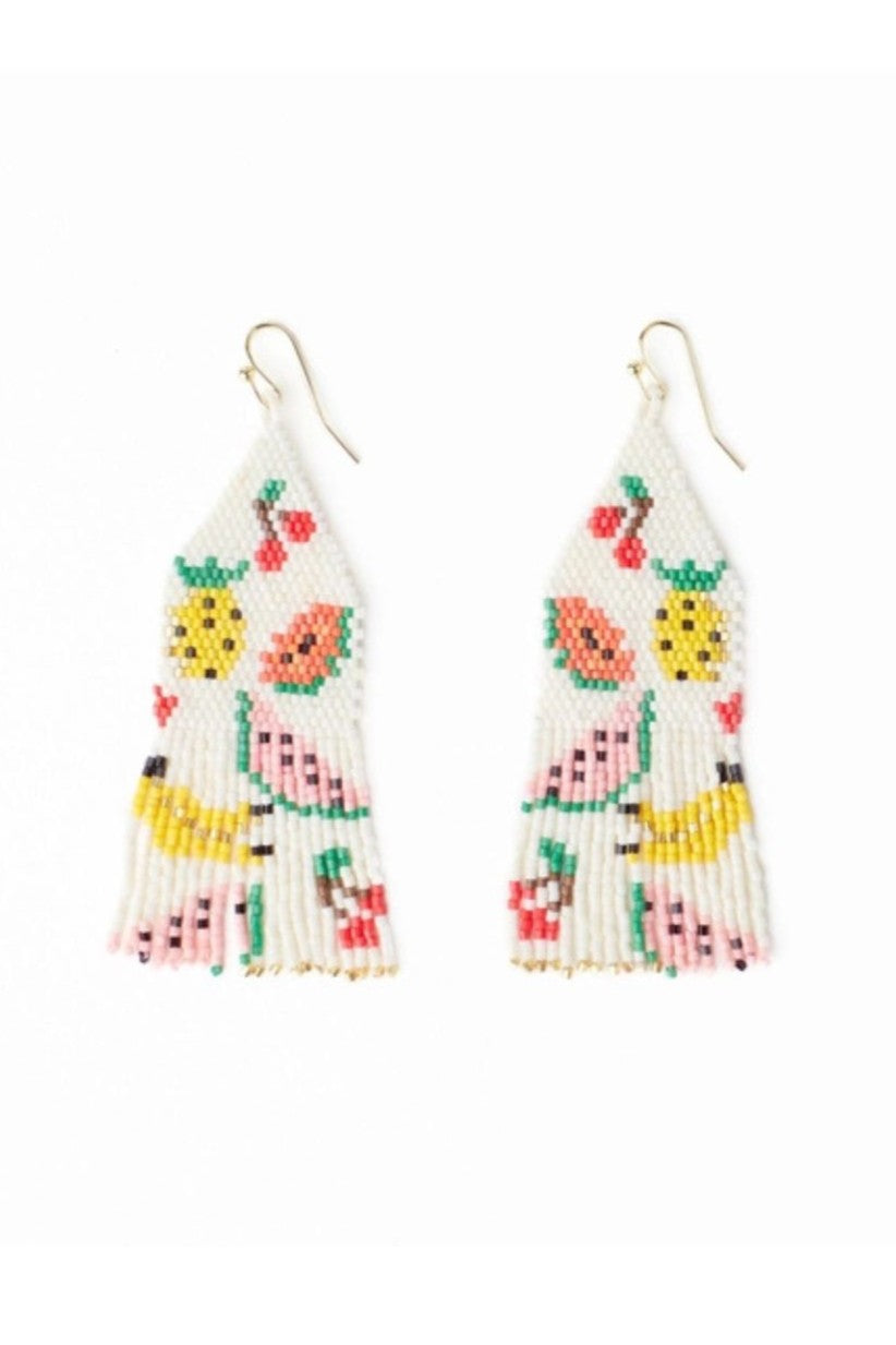 Delilah Fruit Beaded Fringe Earrings - Multi