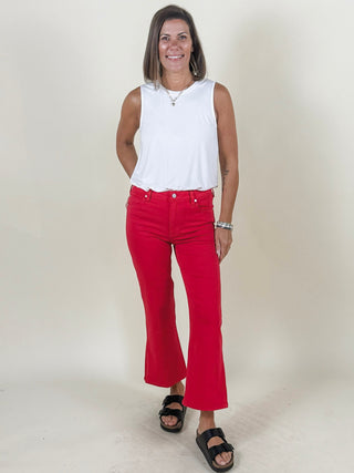 [Liverpool] Hannah Cropped Flare Jeans with Slit Hem, 25.5" Inseam