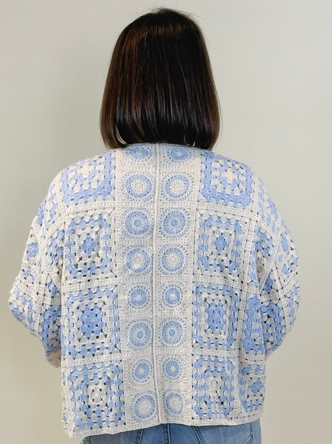 Grace Colorblock Granny Square Cardigan - Sky Multi
