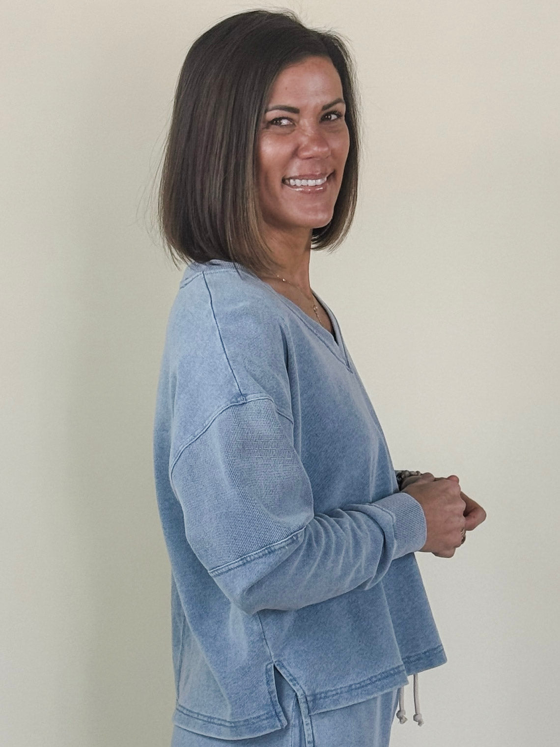 [Z Supply] Delphine Knit Denim Sweatshirt