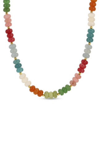 Vibrant Stone Statement Necklace - Blue/Green/Orange/Pink/White