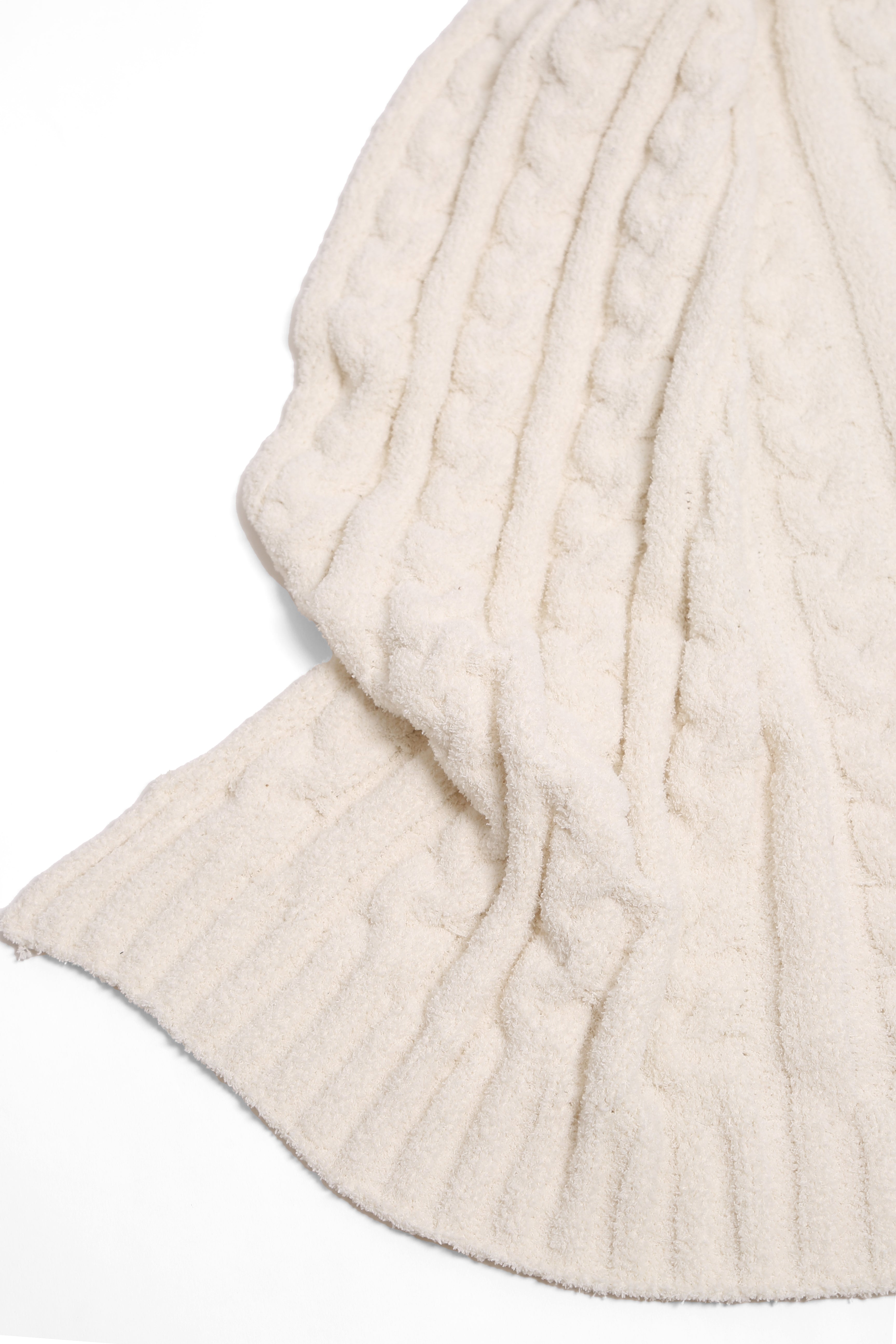 Ivory Cable Knit Throw Blanket