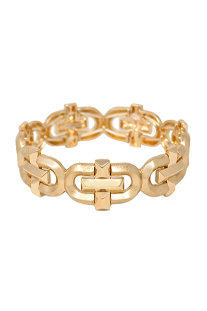Link Cast Metal Bracelet - Worn Gold