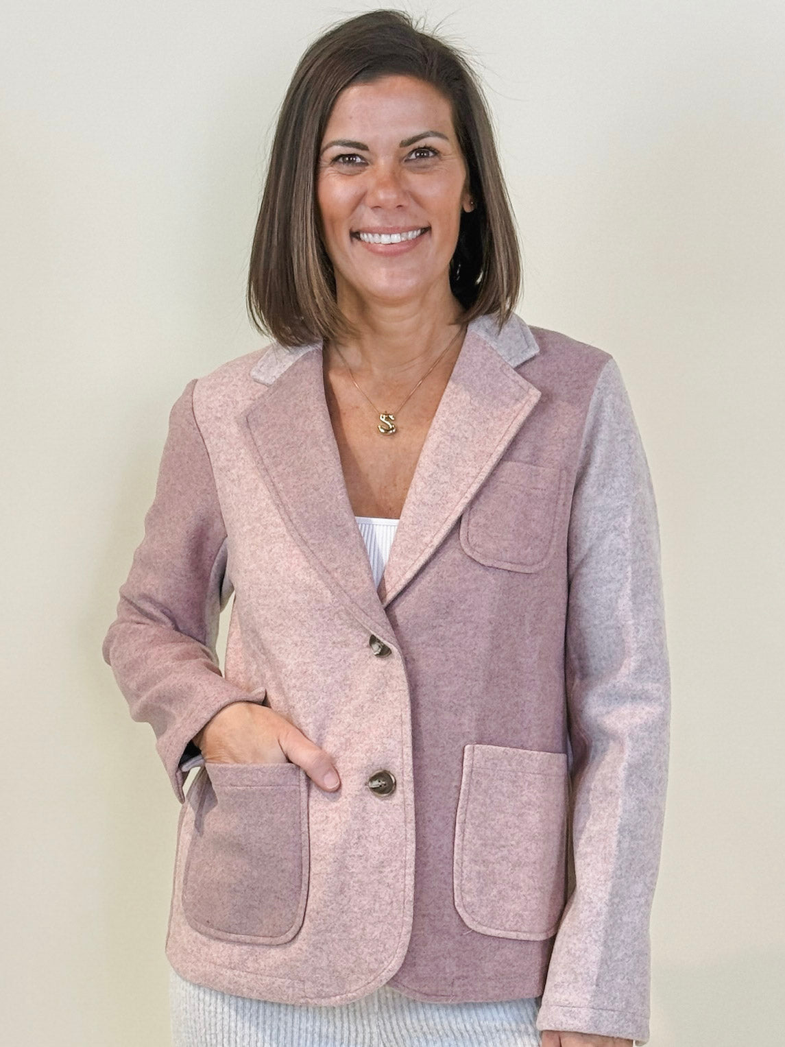 Rose Color Blocked Sport Coat