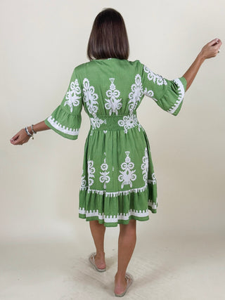 June Half Sleeve Boho Print Dress
