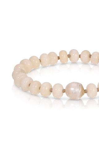 Stone Bracelet with Baroque Pearl - Ivory