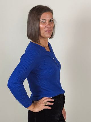 [TRIBAL] Bria Brushed Waffle Knit Henley