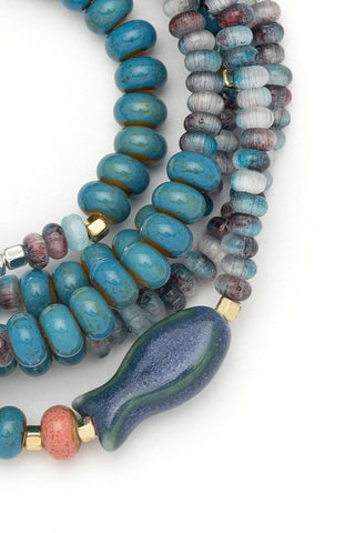 Ceramic Bead Wrap Bracelet/Necklace - Harmony/Fish