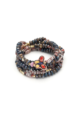 Ceramic Bead Wrap Bracelet/Necklace - Transformation/Butterfly