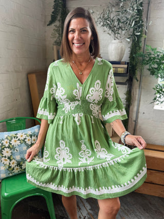 June Half Sleeve Boho Print Dress