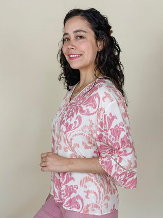 Evie Elbow Sleeve V-Neck Blouse