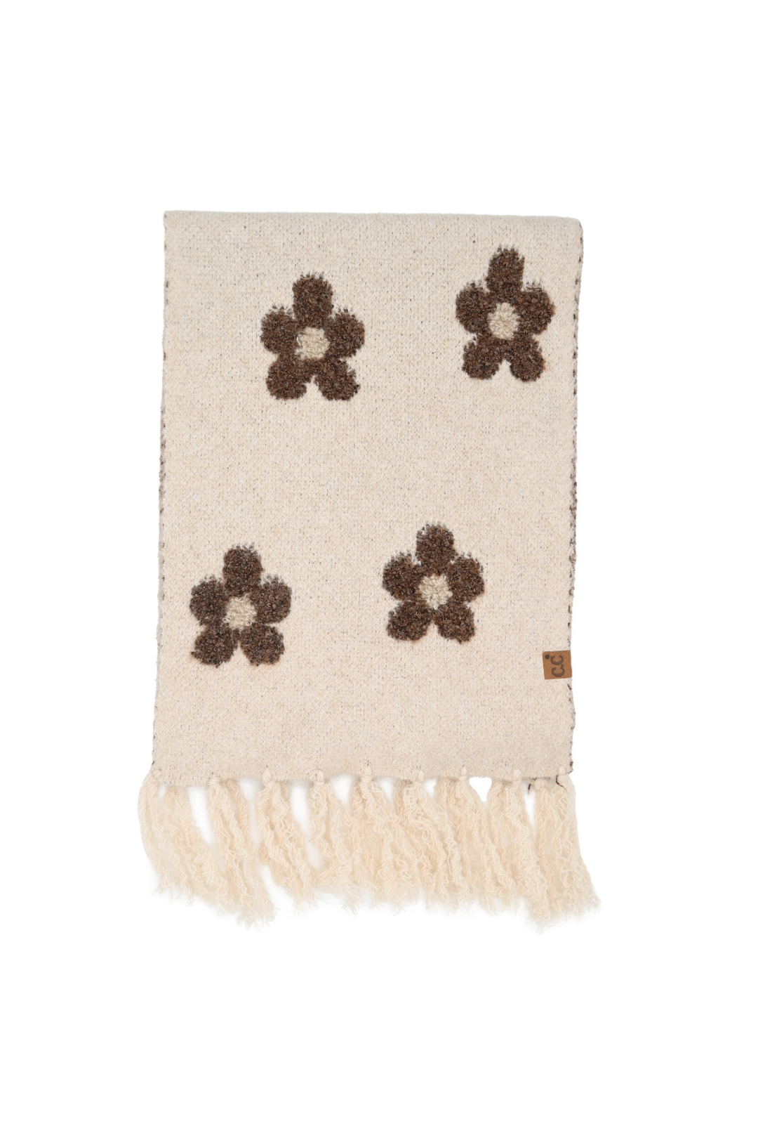 Daisy Pattern Scarf - Heather Beige