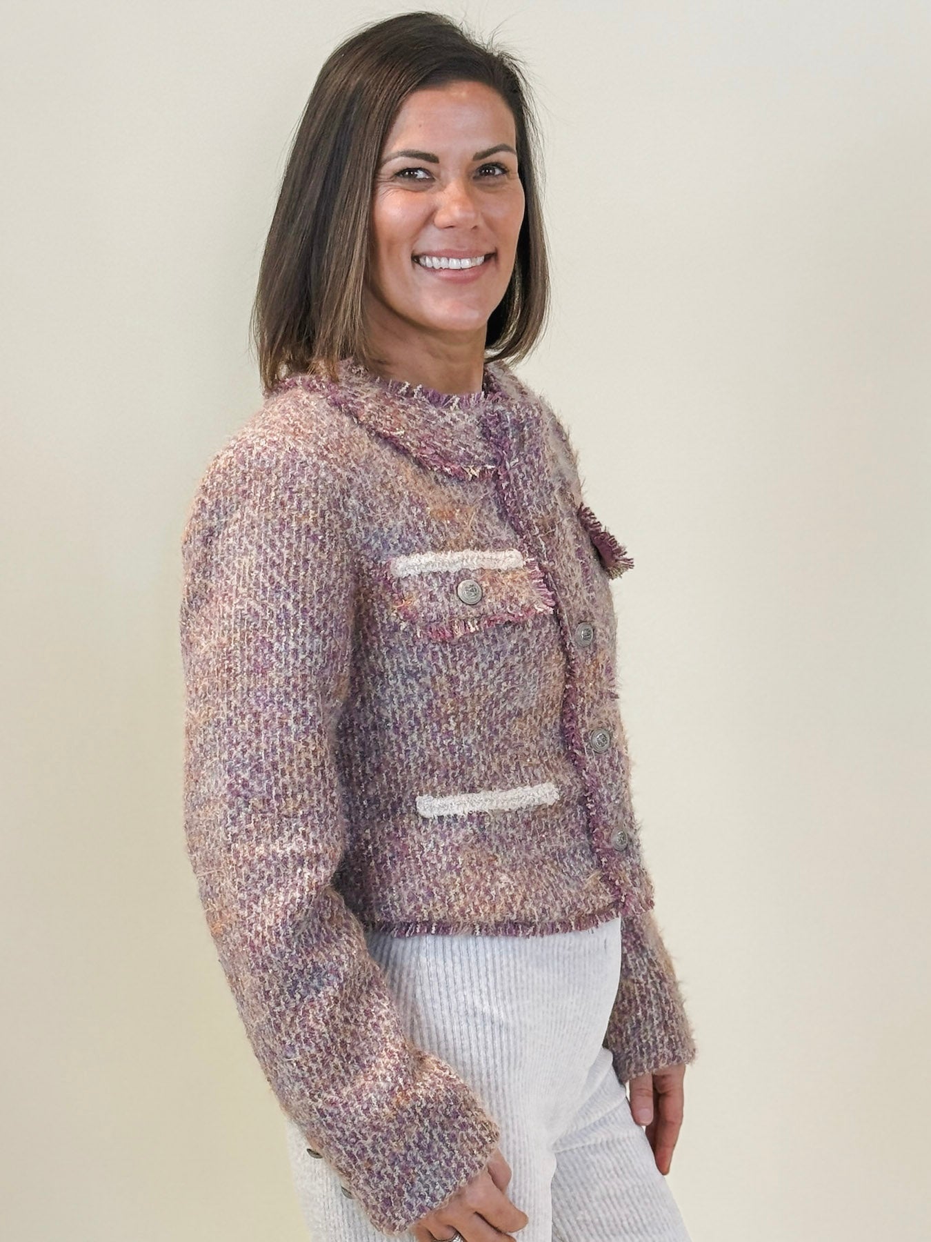 Karen Fringe Tweed Jacket