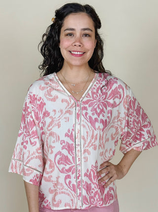 Evie Elbow Sleeve V-Neck Blouse