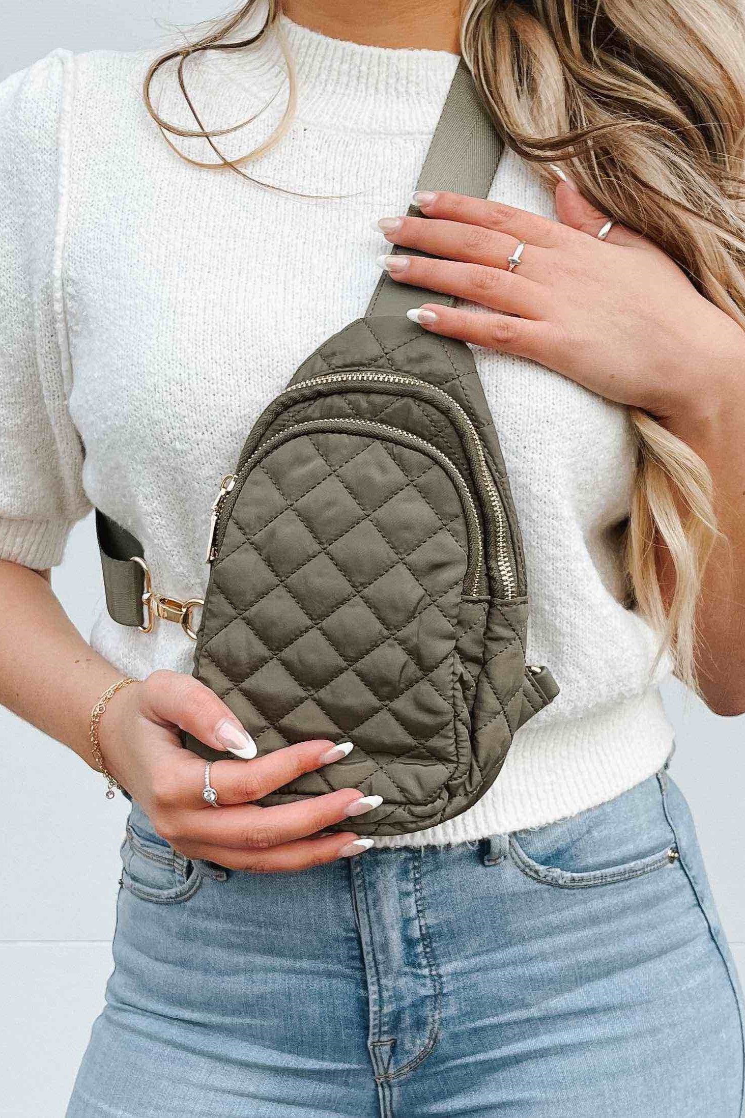 Pinelope Puffer Sling Bag - Olive