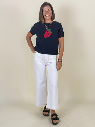 Lena Jacquard Short Sleeve Sweater