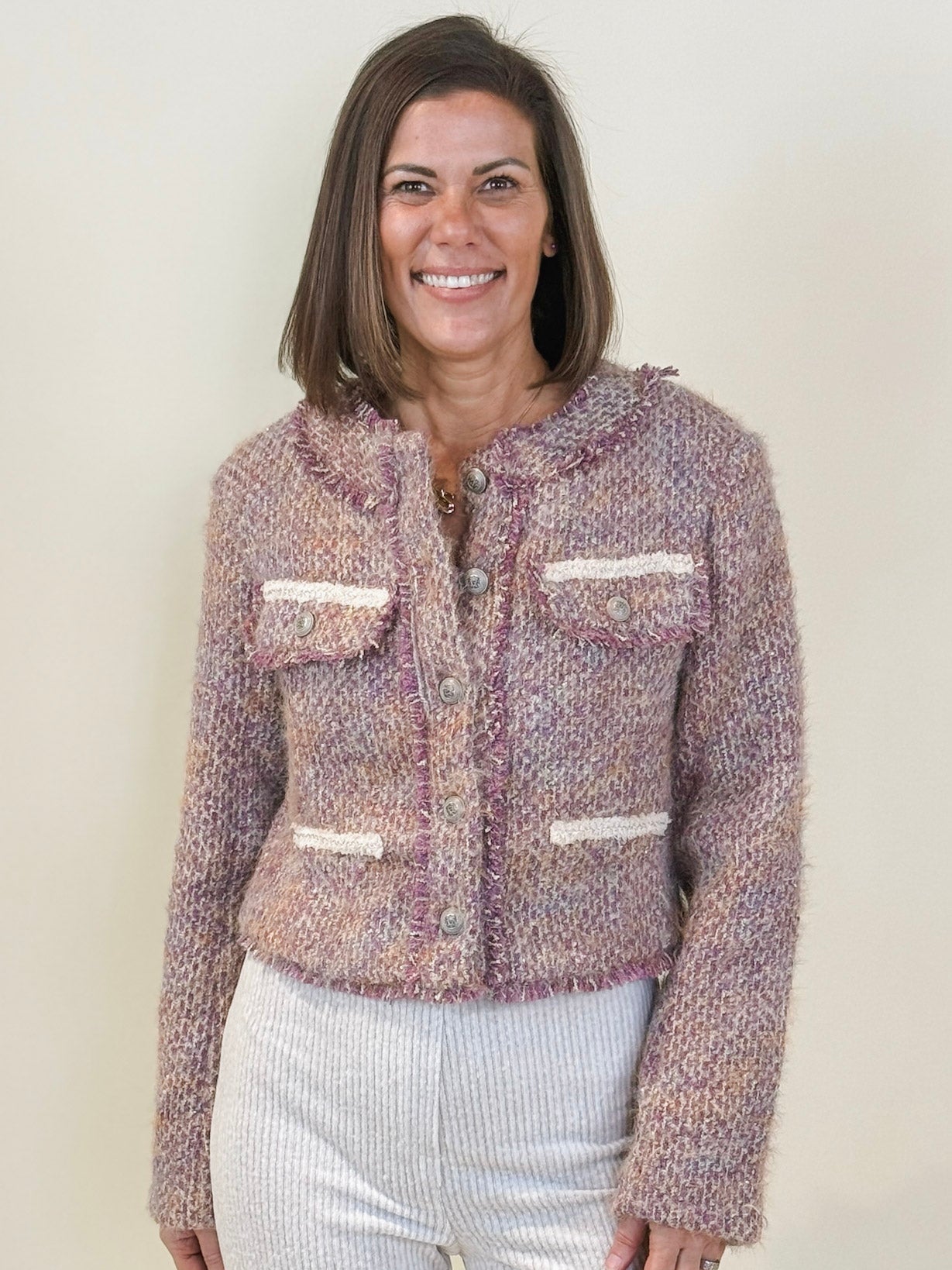 Karen Fringe Tweed Jacket